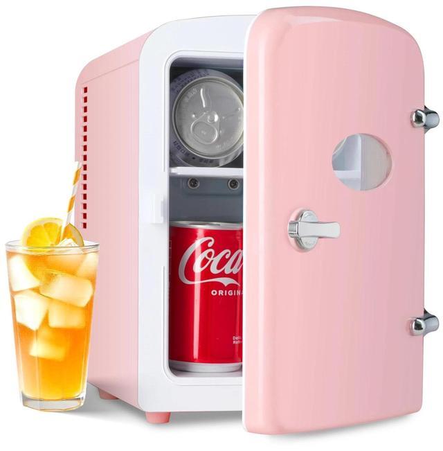 Main image of 4L 6 Can Portable Mini Fridge Compact Cooler & Warmer with window Pink