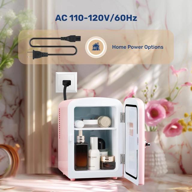 Alt view image 3 of 7 - 4L 6 Can Portable Mini Fridge Compact Cooler & Warmer with window Pink