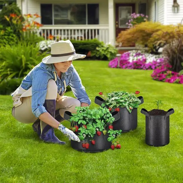 Alt view image 7 of 7 - 7-Gallon 5-Pack Potato Grow Bags & 15-gal 5-pcs Plant Pots for Vegetable