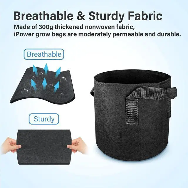 Alt view image 2 of 7 - 7-Gallon 5-Pack Potato Grow Bags & 15-gal 5-pcs Plant Pots for Vegetable