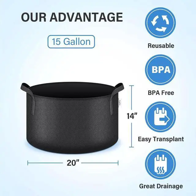 Alt view image 3 of 7 - 7-Gallon 5-Pack Potato Grow Bags & 15-gal 5-pcs Plant Pots for Vegetable