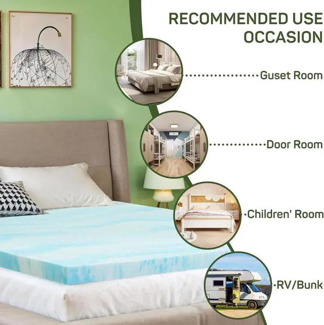 Alt view image 6 of 6 - Twin XL Size Memory Foam Mattress Topper 3 Inch Gel Infused Memory Foam