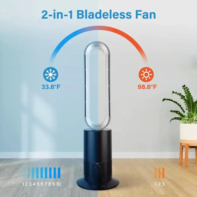Main image of 34 Inch Bladeless Tower Fan with Remove Heater and Fan Combo for Home Bedroom