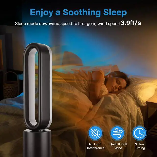 Alt view image 7 of 7 - 34 Inch Bladeless Tower Fan with Remove Heater and Fan Combo for Home Bedroom