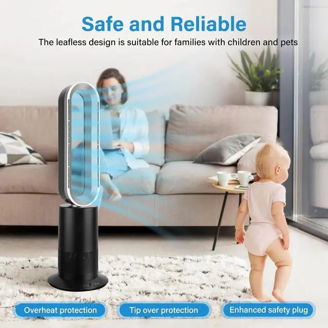 Alt view image 6 of 7 - 34 Inch Bladeless Tower Fan with Remove Heater and Fan Combo for Home Bedroom