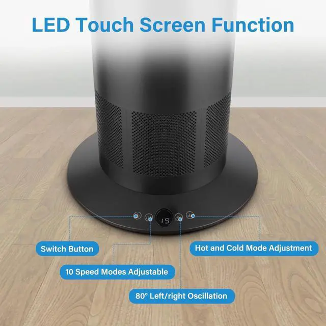Alt view image 5 of 7 - 34 Inch Bladeless Tower Fan with Remove Heater and Fan Combo for Home Bedroom