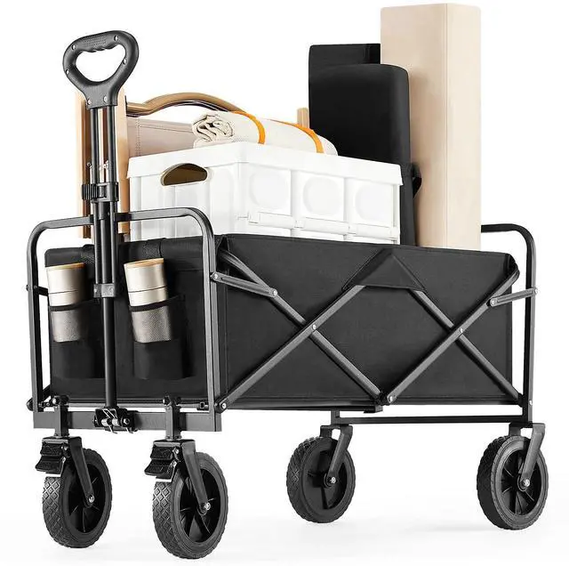 Alt view image 2 of 7 - Foldable Wagon Cart Large Capacity with All-Terrain Wheel for Shopping Camping