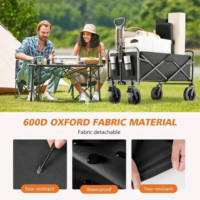 Alt view image 6 of 7 - Foldable Wagon Cart Large Capacity with All-Terrain Wheel for Shopping Camping