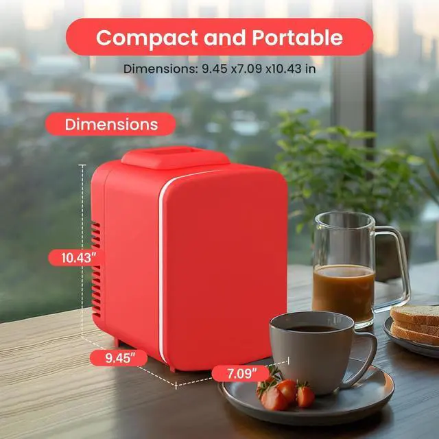 Alt view image 6 of 7 - Mini Fridge 4L/6 Can Portable Cooler & Warmer Refrigerator for Drink Red