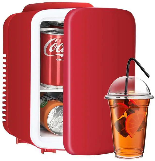 Main image of Mini Fridge 4L/6 Can Portable Cooler & Warmer Refrigerator for Drink Red