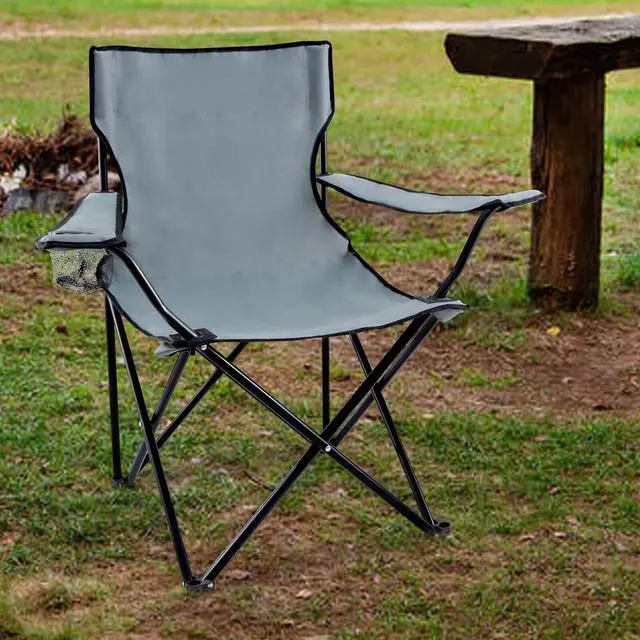 Alt view image 6 of 6 - Portable Folding Grey Camping Chair Large