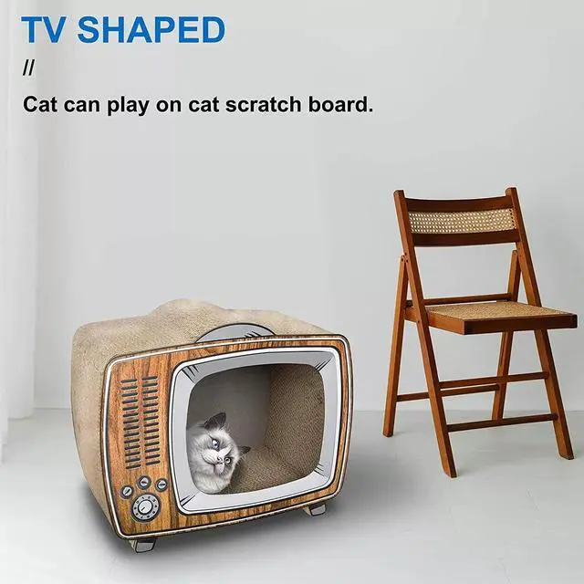 Alt view image 4 of 7 - TV Cat Scratcher Cardboard Lounge Bed Board Pads Prevents Furniture Damage