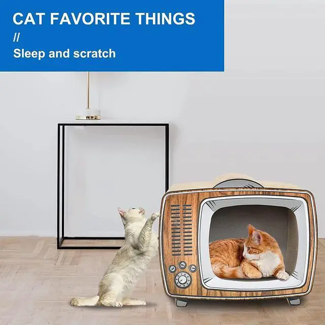 Alt view image 3 of 7 - TV Cat Scratcher Cardboard Lounge Bed Board Pads Prevents Furniture Damage