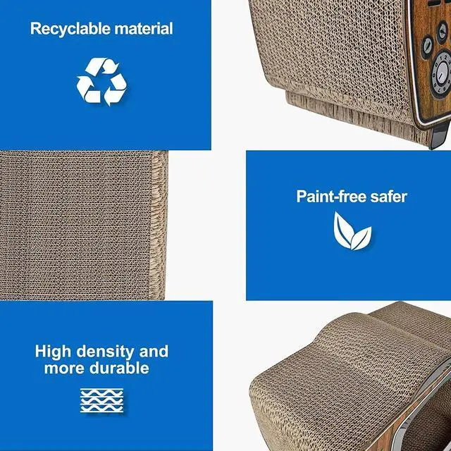 Alt view image 5 of 7 - TV Cat Scratcher Cardboard Lounge Bed Board Pads Prevents Furniture Damage