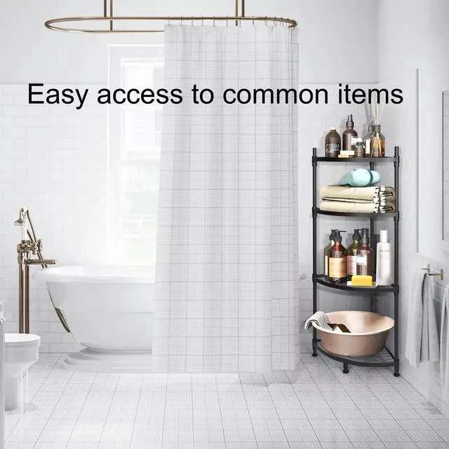 Alt view image 7 of 7 - 4-Tier Corner Shelving Unit 13" D x 19" W x 43" H Metal Storage for Living Room