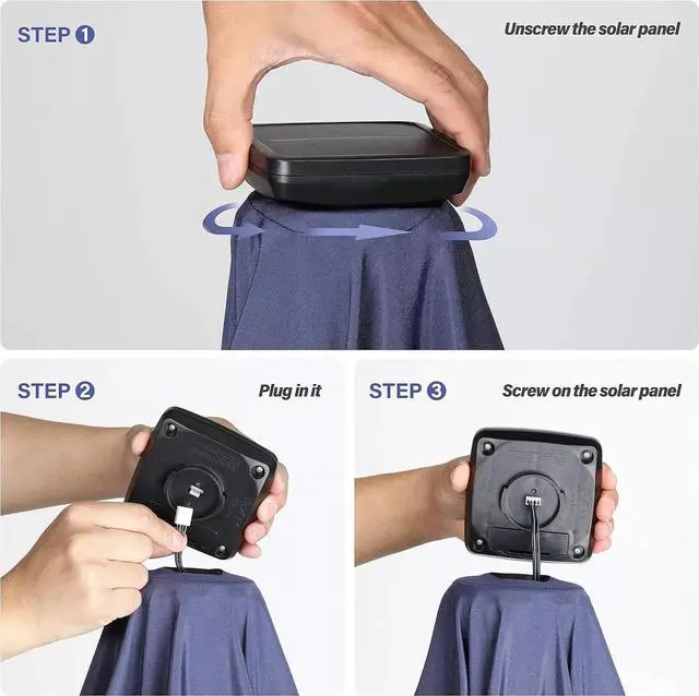 Alt view image 3 of 7 - Solar Umbrella 9ft 32 LED Lighted Outdoor Table Market Umbrellas Dark Blue