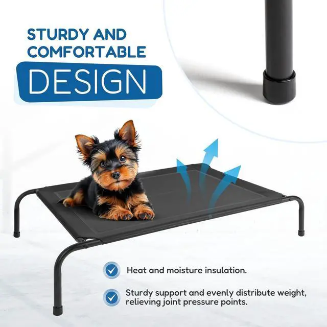 Alt view image 2 of 7 - 42x25.2x8 Inch Elevated Dog Bed Portable Dog Cots Beds Indoor & Outdoor Black