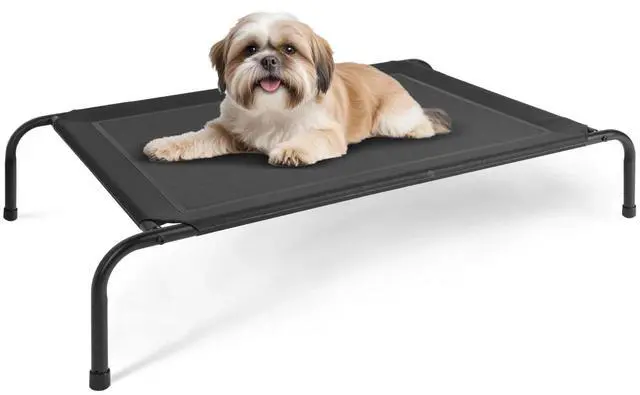 Main image of 42x25.2x8 Inch Elevated Dog Bed Portable Dog Cots Beds Indoor & Outdoor Black