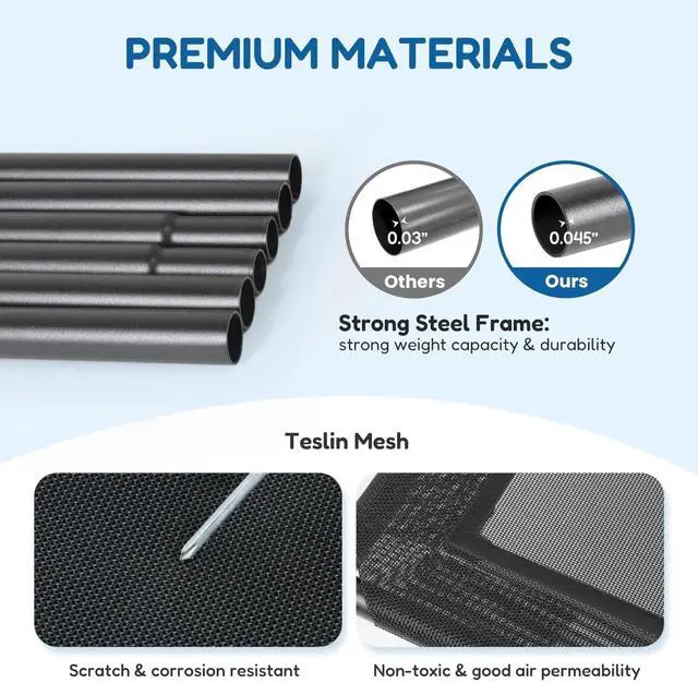 Alt view image 7 of 7 - 42x25.2x8 Inch Elevated Dog Bed Portable Dog Cots Beds Indoor & Outdoor Black