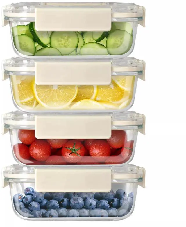 Main image of All Temp Food Storage Container Glass Meal Prep Containers with Lids 4 Packs