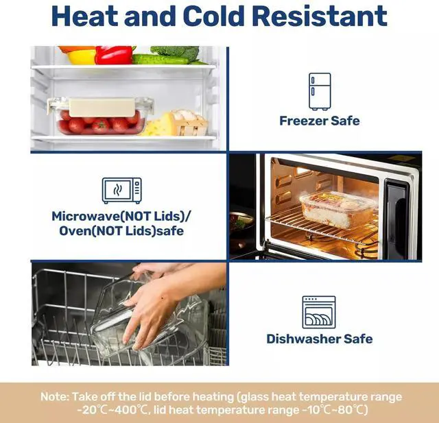 Alt view image 7 of 7 - All Temp Food Storage Container Glass Meal Prep Containers with Lids 4 Packs