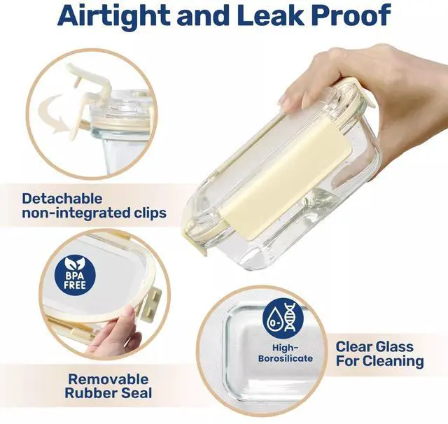 Alt view image 5 of 7 - All Temp Food Storage Container Glass Meal Prep Containers with Lids 4 Packs