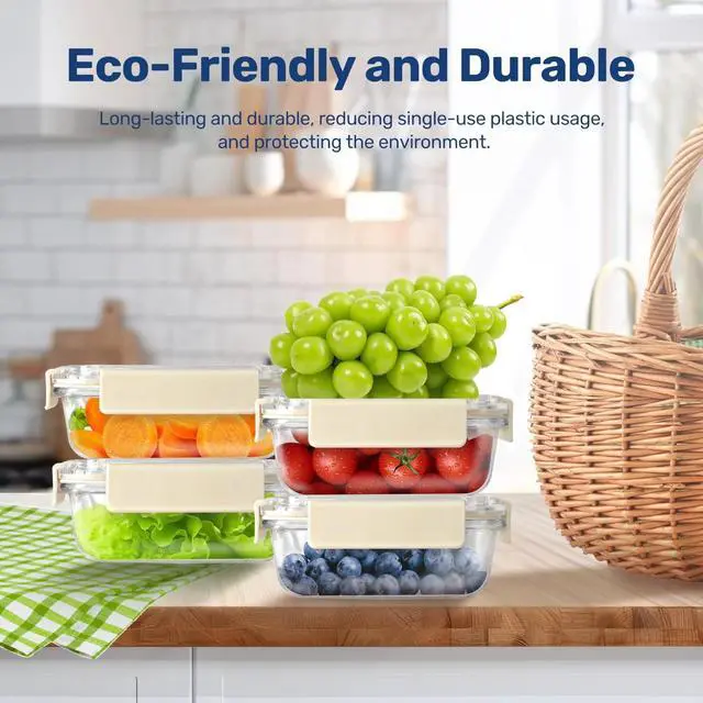 Alt view image 4 of 7 - All Temp Food Storage Container Glass Meal Prep Containers with Lids 4 Packs