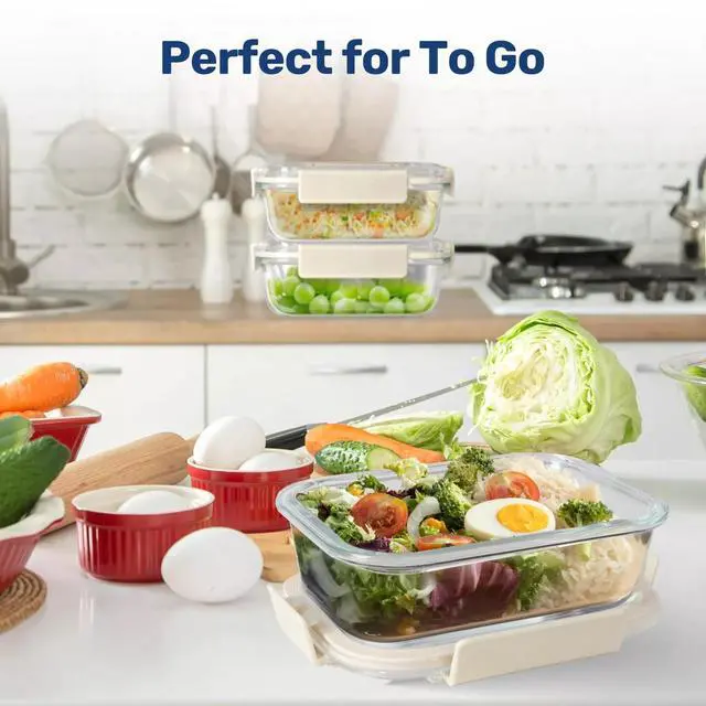 Alt view image 6 of 7 - All Temp Food Storage Container Glass Meal Prep Containers with Lids 4 Packs