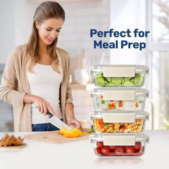 Alt view image 2 of 7 - All Temp Food Storage Container Glass Meal Prep Containers with Lids 4 Packs
