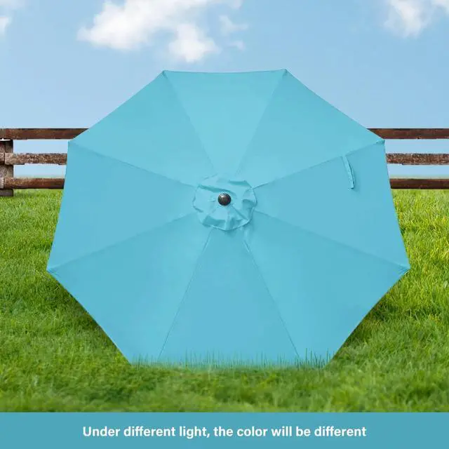 Alt view image 2 of 6 - 9ft Patio Umbrella with 8 Sturdy Ribs for Garden Backyard Deck Pool Turquoise