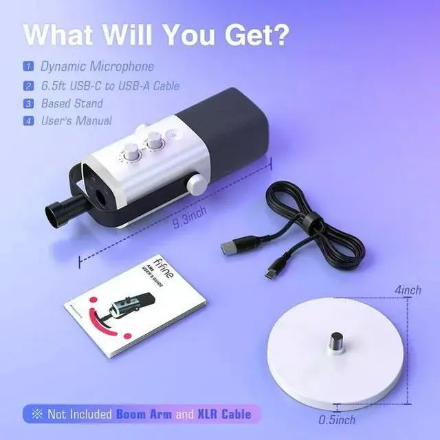 Alt view image 7 of 7 - FIFINE XLR USB Dynamic Microphone for Computer PC PS5, Podcast/Gaming Microphone with RGB, Headphone Jack, Mute for Streaming, Music Recording AM8W