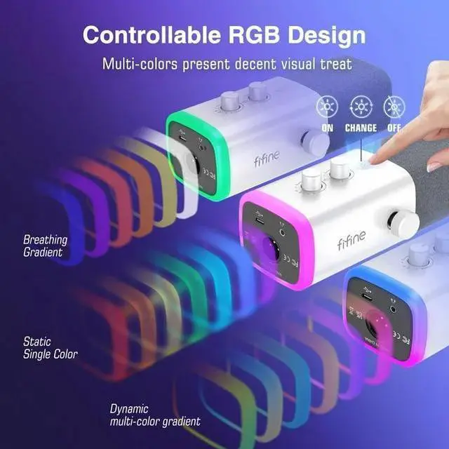 Alt view image 5 of 7 - FIFINE XLR USB Dynamic Microphone for Computer PC PS5, Podcast/Gaming Microphone with RGB, Headphone Jack, Mute for Streaming, Music Recording AM8W