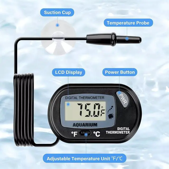 Alt view image 3 of 6 - LCD Digital Aquarium Thermometer Reptile Fish Tank Water Terrarium Temperature