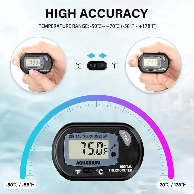 Alt view image 4 of 6 - LCD Digital Aquarium Thermometer Reptile Fish Tank Water Terrarium Temperature