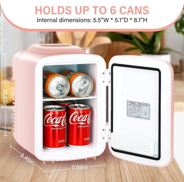 Alt view image 3 of 7 - Mini Fridge 4 Liter/6 Can Portable Warmer and Cooler Indoor-Outdoor Freon-Free