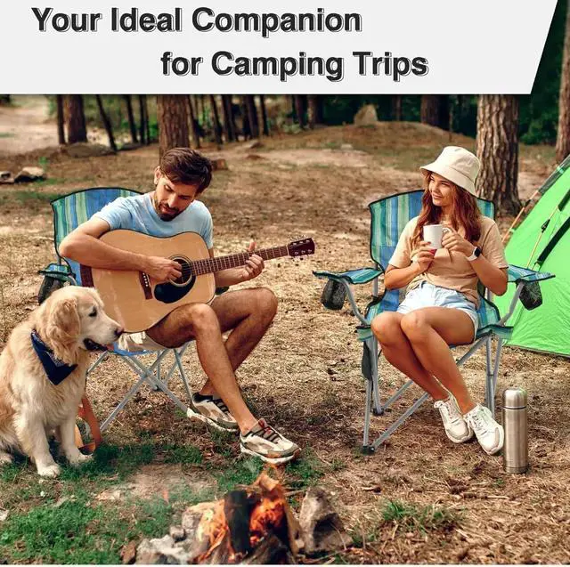 Alt view image 6 of 6 - Portable Camping Chair Heavy Duty Folding Chair w/ Cup Holder Oversized