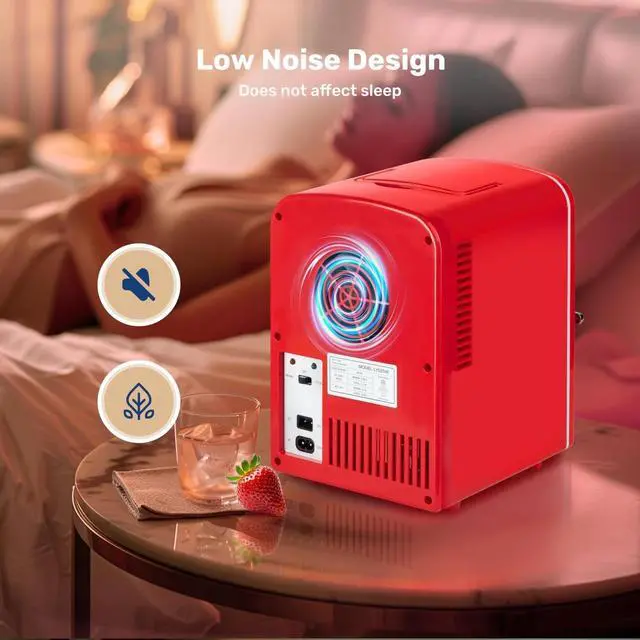 Alt view image 6 of 7 - 4L/6 Can Mini Fridge Compact Cooler & Warmer with window Portable Red