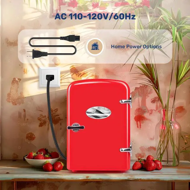 Alt view image 7 of 7 - 4L/6 Can Mini Fridge Compact Cooler & Warmer with window Portable Red