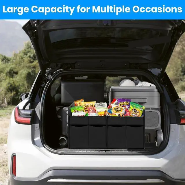 Alt view image 5 of 7 - Trunk Organizer 2 Compartment for SUV Foldable Car Accessories for Travel Black