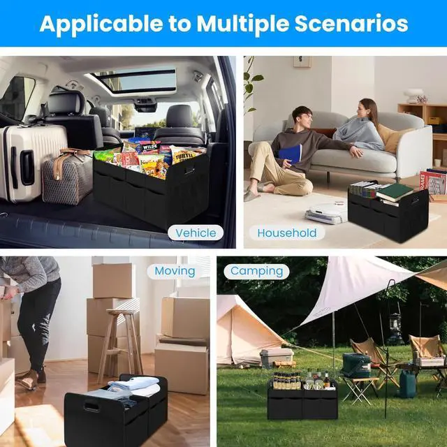 Alt view image 6 of 7 - Trunk Organizer 2 Compartment for SUV Foldable Car Accessories for Travel Black