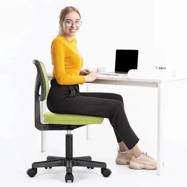 Alt view image 5 of 7 - Low-Back Mesh Armless Office Chair Swivel Rolling Chair with Lumbar Support