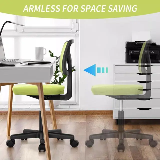 Alt view image 6 of 7 - Low-Back Mesh Armless Office Chair Swivel Rolling Chair with Lumbar Support