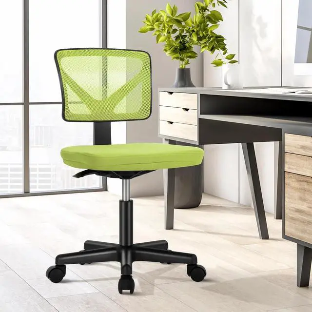 Alt view image 2 of 7 - Low-Back Mesh Armless Office Chair Swivel Rolling Chair with Lumbar Support