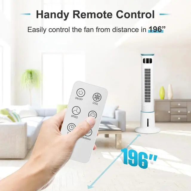 Alt view image 4 of 7 - 43-Inch Tower Fan with Mist Function and Remote Control for Bedroom Office White
