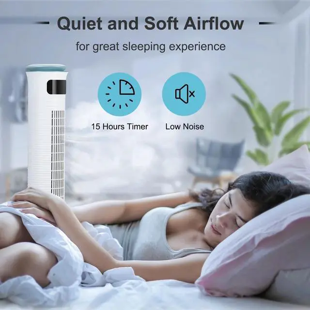 Alt view image 7 of 7 - 43-Inch Tower Fan with Mist Function and Remote Control for Bedroom Office White