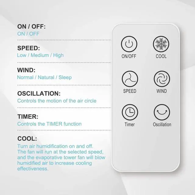 Alt view image 3 of 7 - 43-Inch Tower Fan with Mist Function and Remote Control for Bedroom Office White