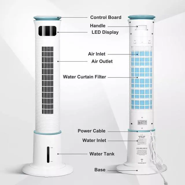 Alt view image 2 of 7 - 43-Inch Electric Oscillating Tower Fan with Remote Control and Mist Function
