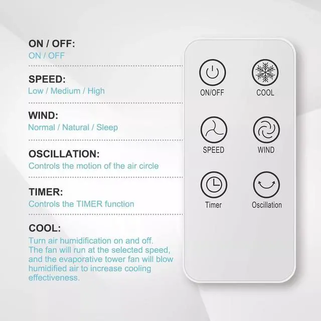 Alt view image 5 of 7 - 43-Inch Electric Oscillating Tower Fan with Remote Control and Mist Function