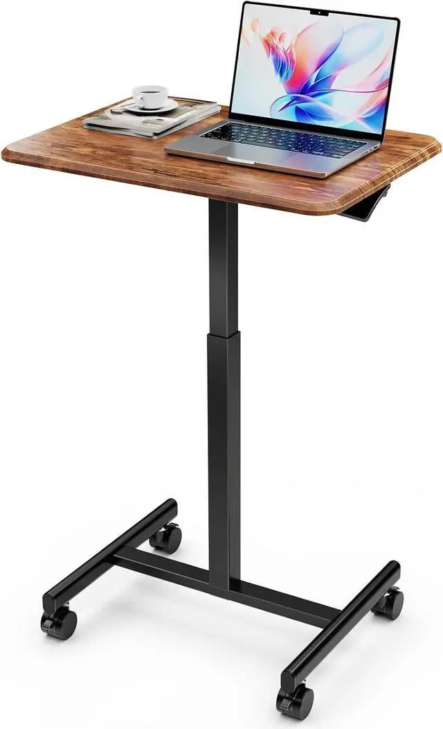 Main image of Rolling Laptop Desk Adjustable Height Office Computer Table Stand Up Workstation