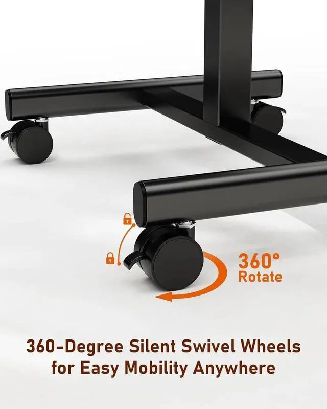Alt view image 4 of 7 - Rolling Laptop Desk Adjustable Height Office Computer Table Stand Up Workstation